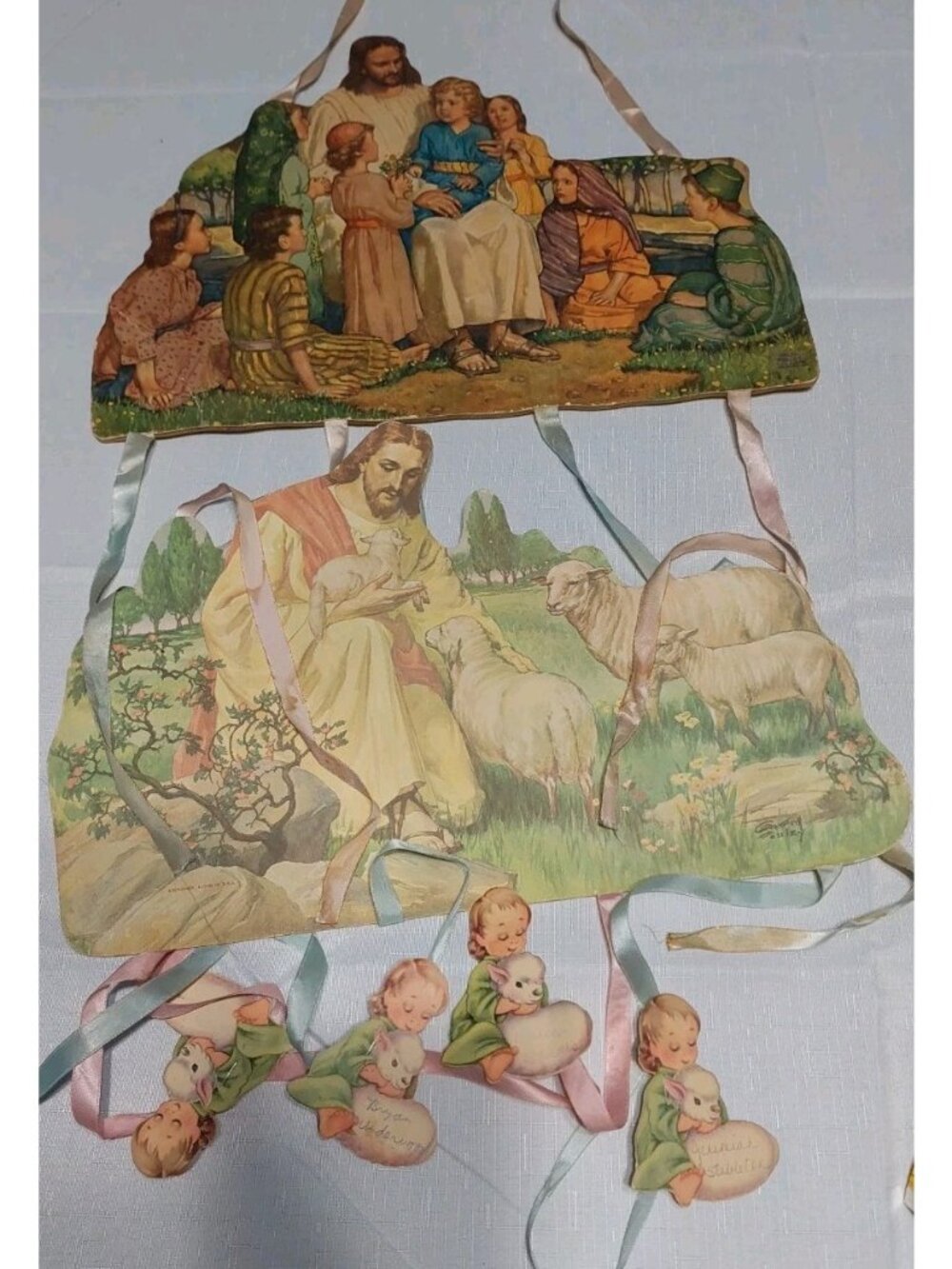 Jesus With Children Wall Art Cardboard Diecut Set Of 2 READ